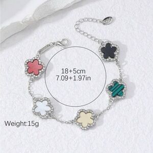 Clover Leaf bracelet multi colored Silver box not included